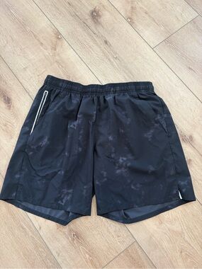 Men's Black Athletic Running Shorts with Reflective Zip